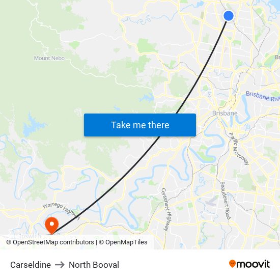 Carseldine to North Booval map
