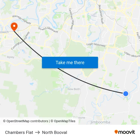 Chambers Flat to North Booval map