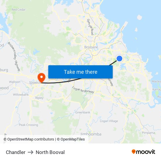 Chandler to North Booval map