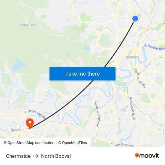 Chermside to North Booval map