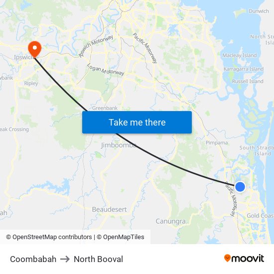 Coombabah to North Booval map