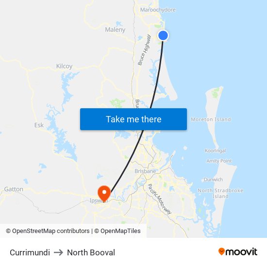 Currimundi to North Booval map