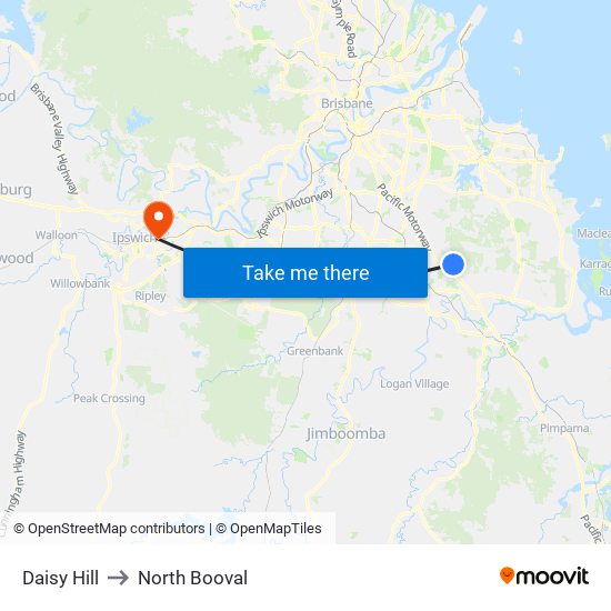 Daisy Hill to North Booval map