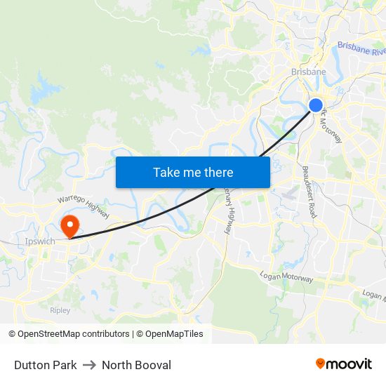 Dutton Park to North Booval map