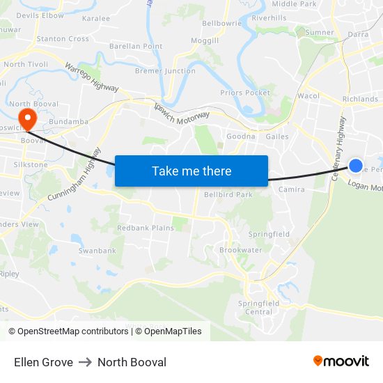 Ellen Grove to North Booval map