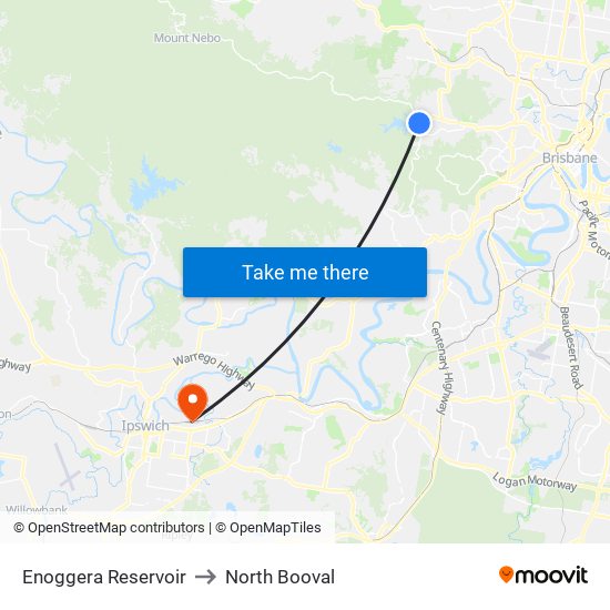 Enoggera Reservoir to North Booval map