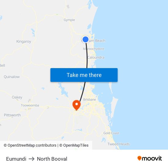 Eumundi to North Booval map