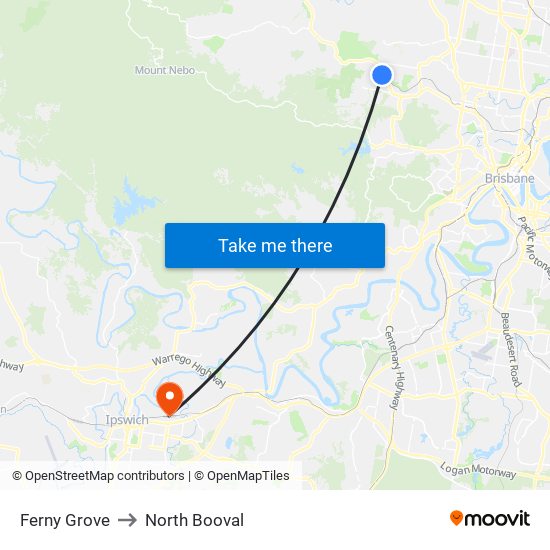 Ferny Grove to North Booval map