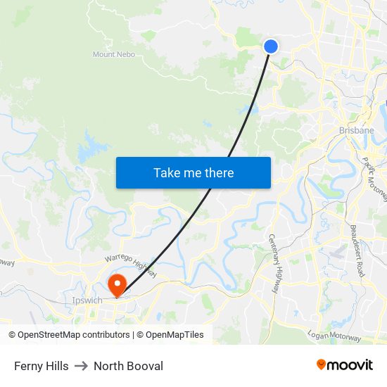 Ferny Hills to North Booval map