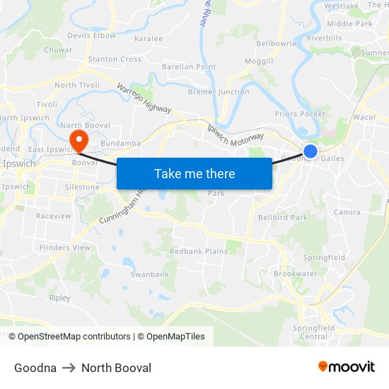 Goodna to North Booval map