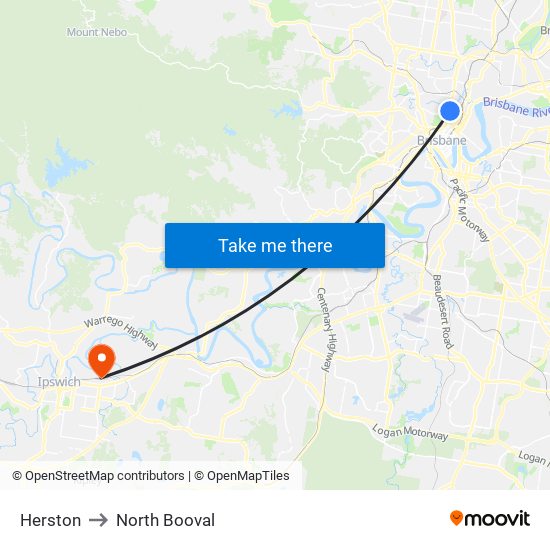 Herston to North Booval map