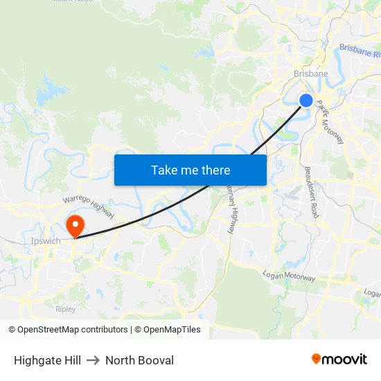 Highgate Hill to North Booval map