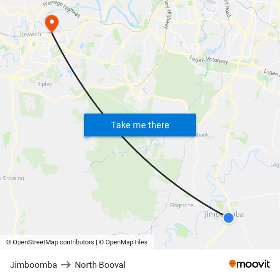 Jimboomba to North Booval map