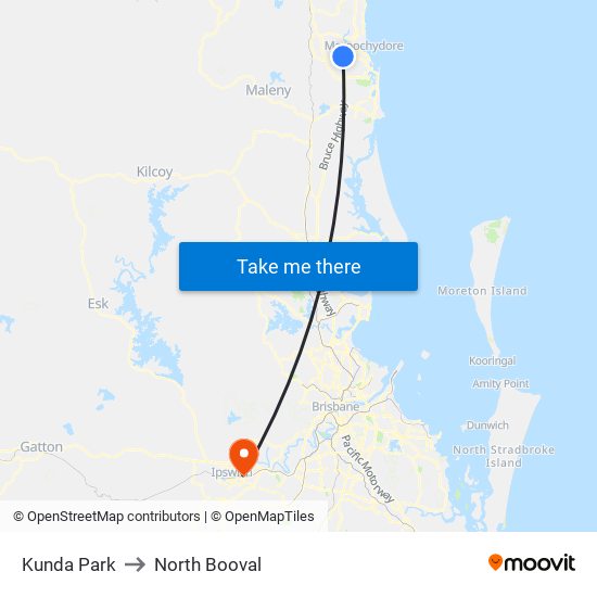 Kunda Park to North Booval map