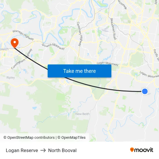 Logan Reserve to North Booval map