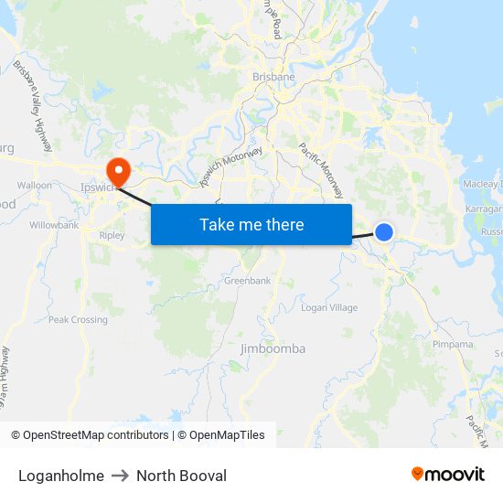 Loganholme to North Booval map