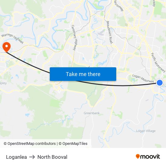 Loganlea to North Booval map