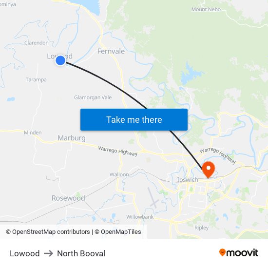 Lowood to North Booval map