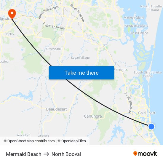 Mermaid Beach to North Booval map
