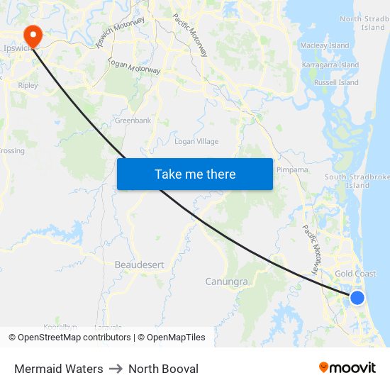 Mermaid Waters to North Booval map