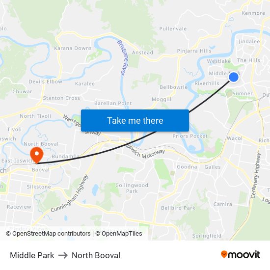 Middle Park to North Booval map