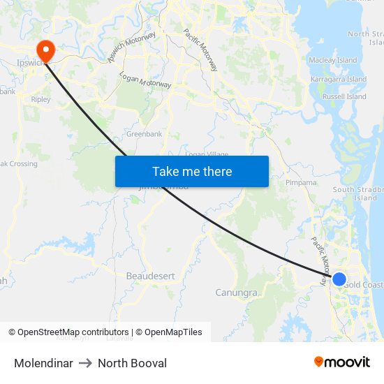 Molendinar to North Booval map