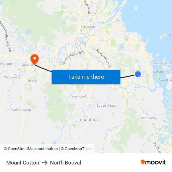 Mount Cotton to North Booval map