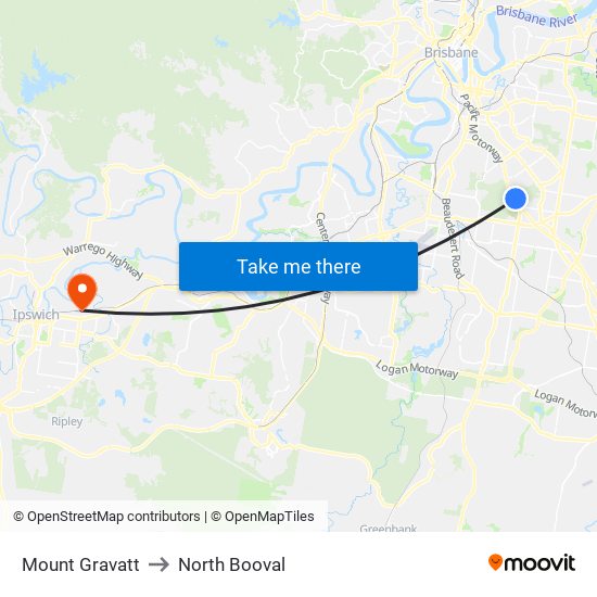 Mount Gravatt to North Booval map