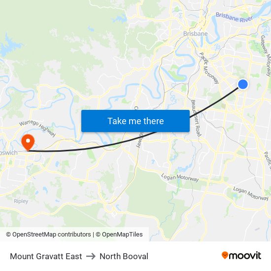 Mount Gravatt East to North Booval map
