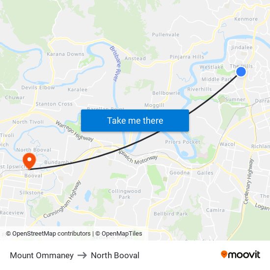 Mount Ommaney to North Booval map