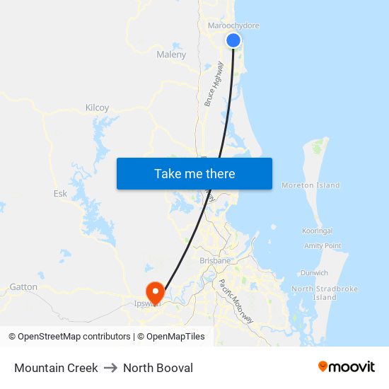 Mountain Creek to North Booval map