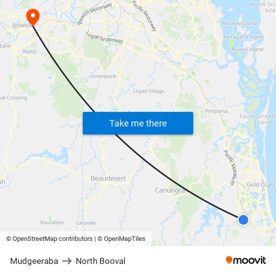 Mudgeeraba to North Booval map
