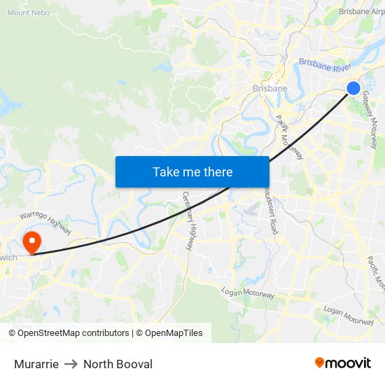 Murarrie to North Booval map