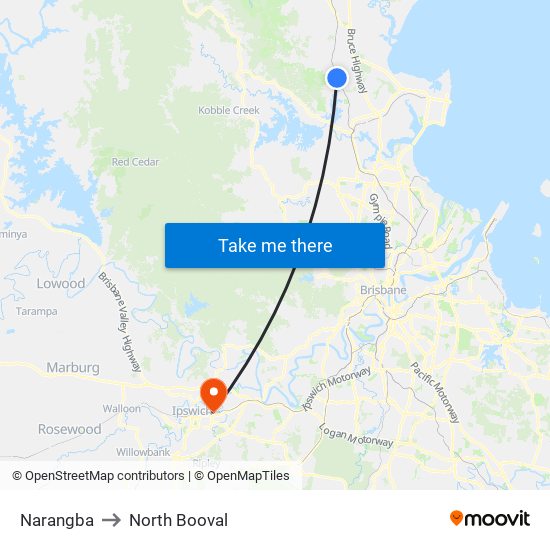 Narangba to North Booval map