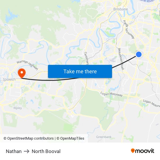 Nathan to North Booval map