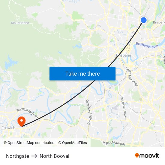Northgate to North Booval map
