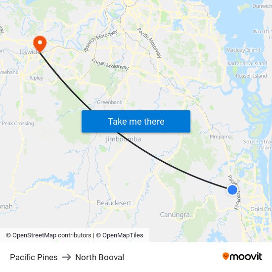 Pacific Pines to North Booval map