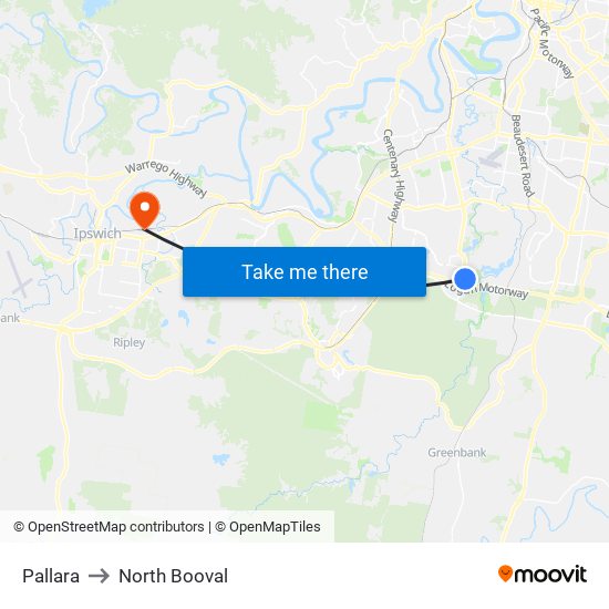 Pallara to North Booval map