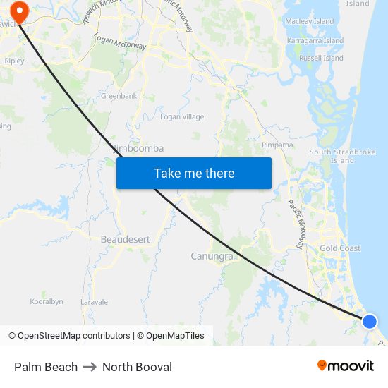 Palm Beach to North Booval map