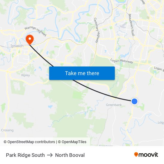 Park Ridge South to North Booval map