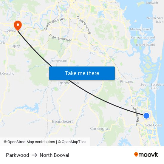Parkwood to North Booval map