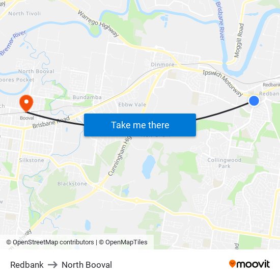 Redbank to North Booval map