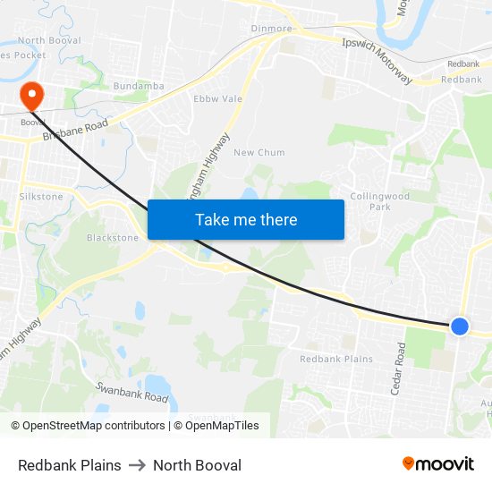 Redbank Plains to North Booval map