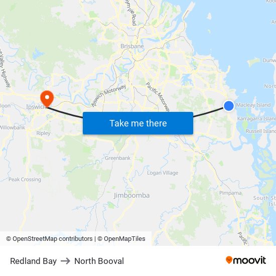 Redland Bay to North Booval map