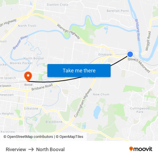 Riverview to North Booval map