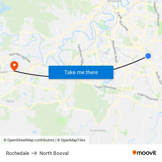 Rochedale to North Booval map