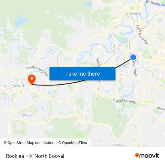 Rocklea to North Booval map
