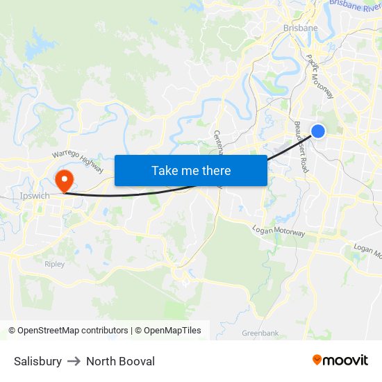Salisbury to North Booval map
