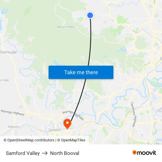 Samford Valley to North Booval map