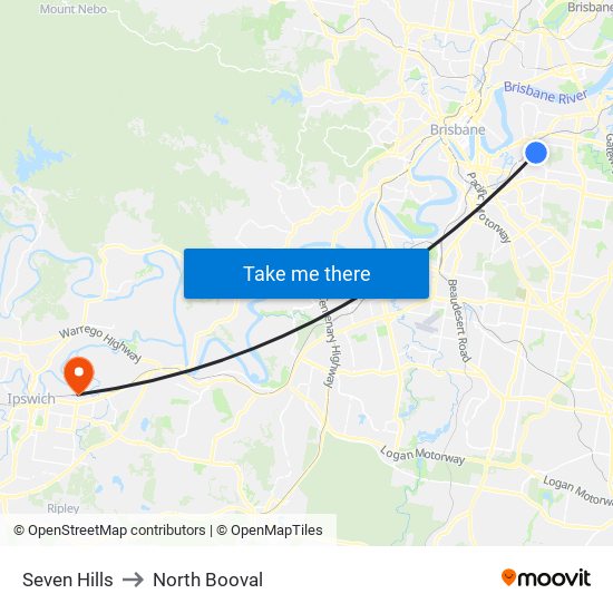 Seven Hills to North Booval map